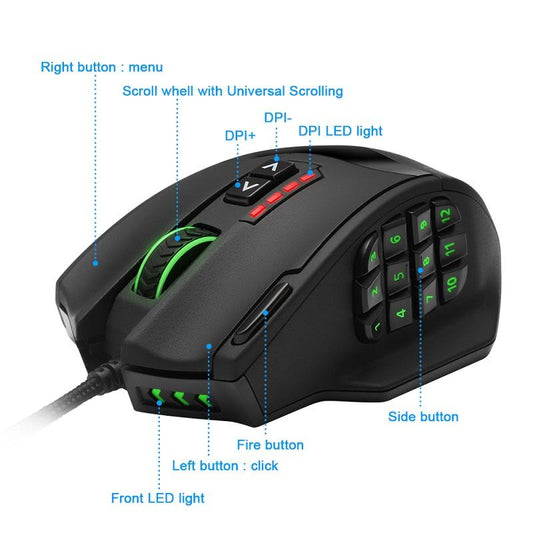 Rocketek 16400DPI USB Gaming Muis