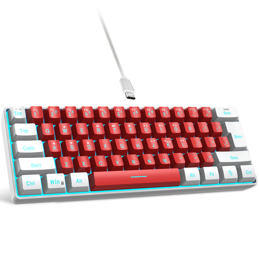Gizmava V700 – 61-Toetsen Mini RGB Toetsenbord met Dubbelkleurige Keycaps