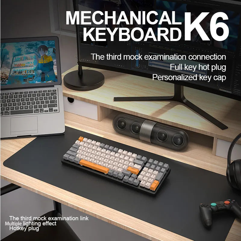 Gizmava K6 Mechanisch Gaming Keyboard – Draadloos & Bedraad