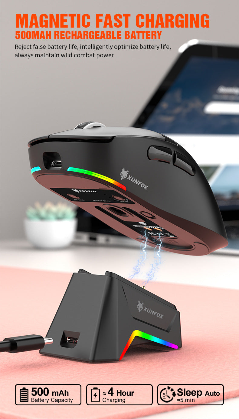 Gizmava Hyun Silver Fox H9PRO – Lichtgewicht Tri-Mode Gaming Muis met Display