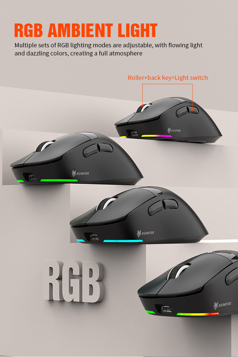 Gizmava Hyun Silver Fox H9PRO – Lichtgewicht Tri-Mode Gaming Muis met Display