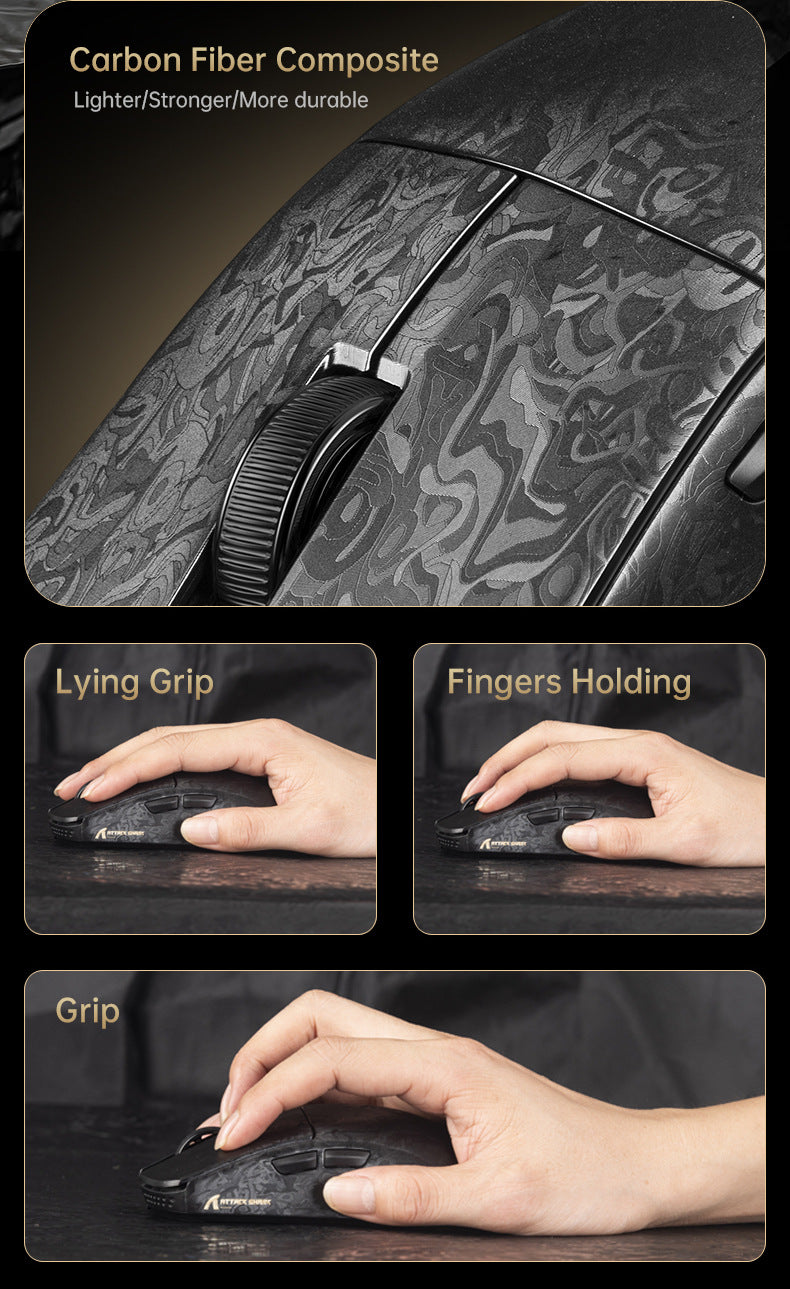 Gizmava Attack Shark R11 Ultra – Lichtgewicht Carbon Fiber Draadloze Gaming Muis (Tri-Mode, PAW3950, 8K Polling Rate)