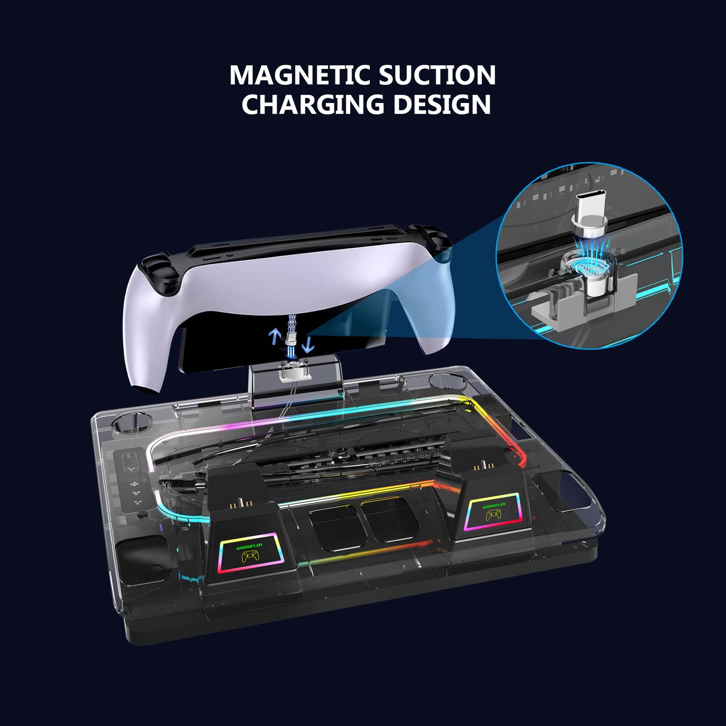 Gizmava PS5 Cooling Dock Pro – Koelbasis met LED-verlichting, Headset Haak en Oplaadstation