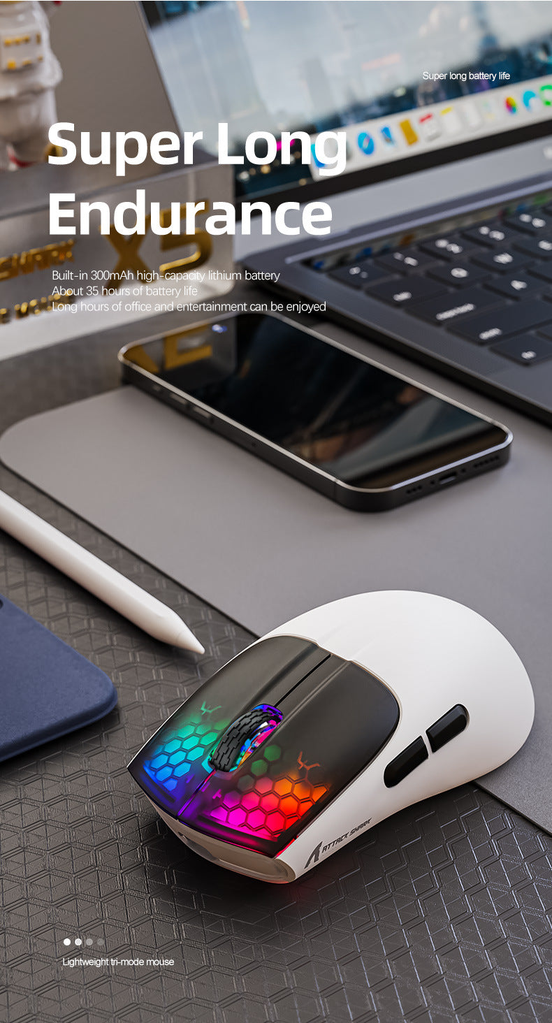 Gizmava Attack Shark X5 RGB – Lichtgewicht Draadloze Gaming Muis (Tri-Mode Bluetooth)