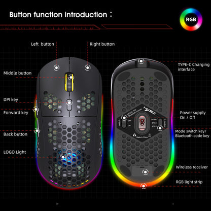 Gizmava Hollow RGB Draadloze Gaming Muis