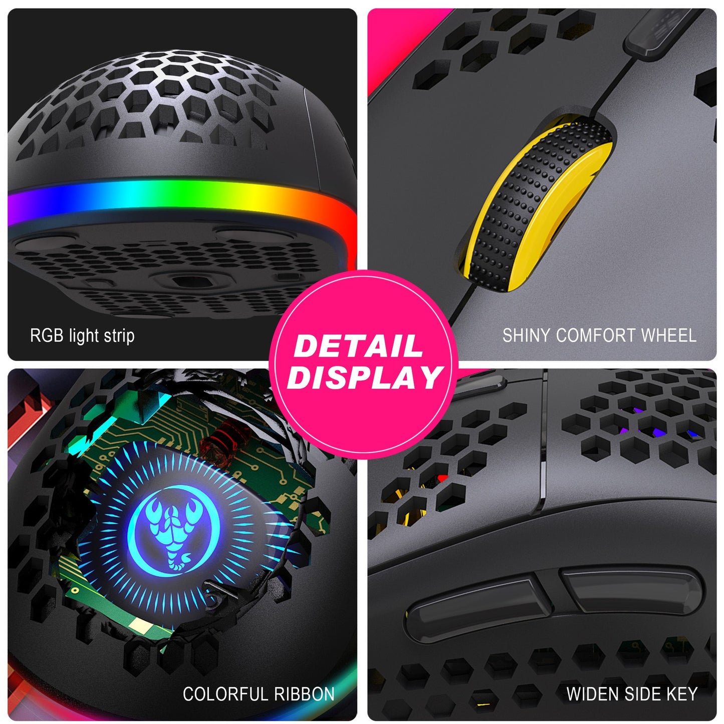 Gizmava Hollow RGB Draadloze Gaming Muis