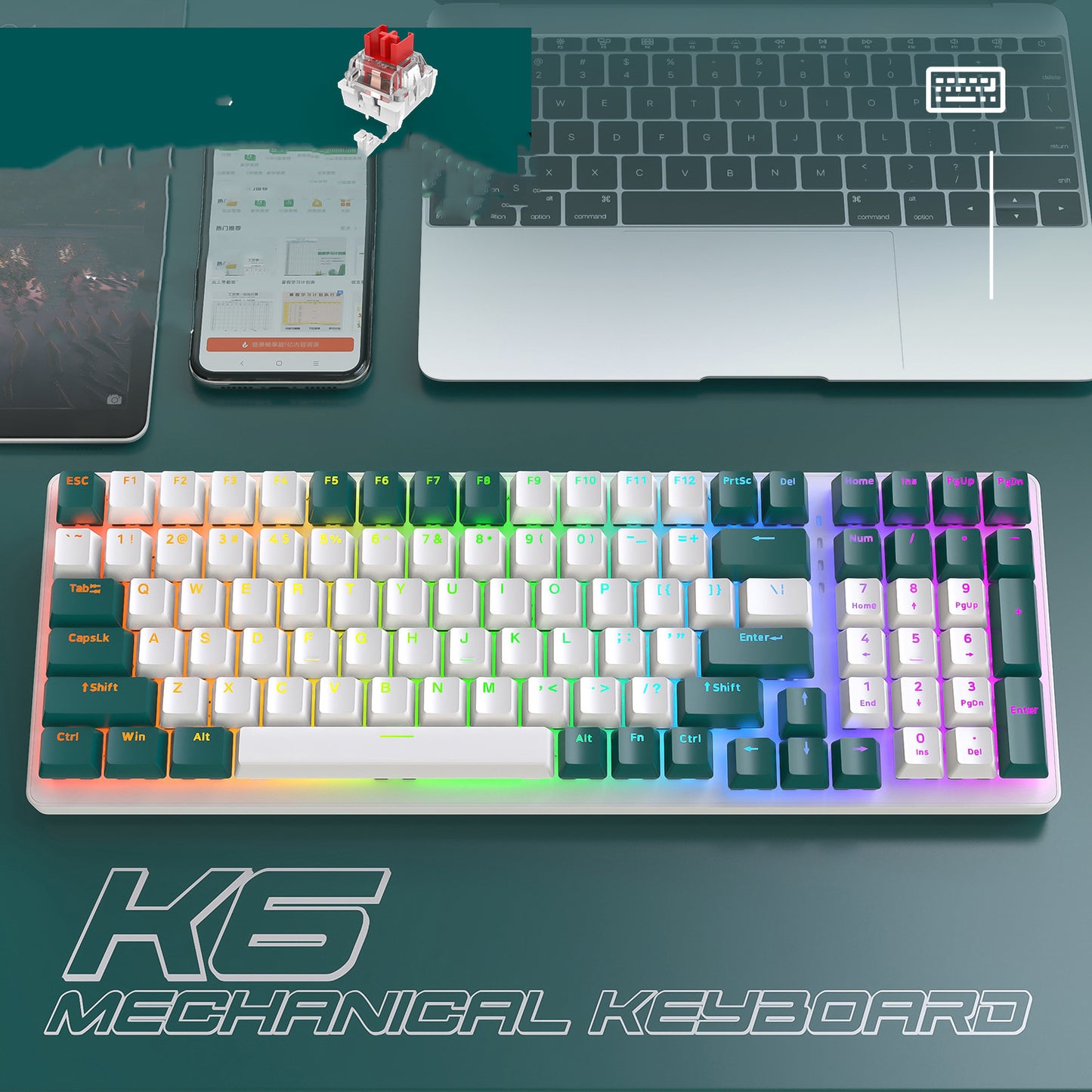Gizmava K6 Mechanisch Gaming Keyboard – Draadloos & Bedraad