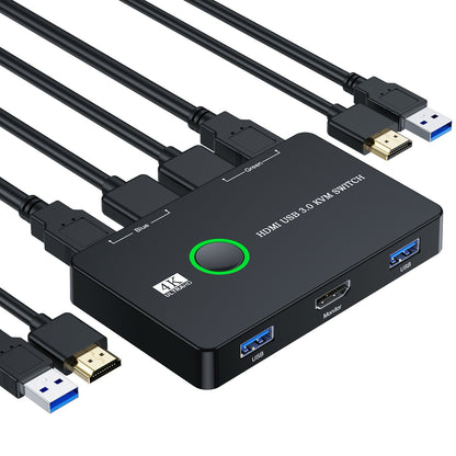 Gizmava KVM HDMI/USB Switch – Deel Monitor, Muis, Toetsenbord en Printer tussen 2 Computers