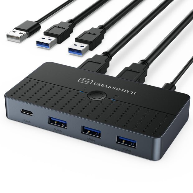 Gizmava USB 3.0 Switcher – 2 Hosts, 4 Uitgangen voor Keyboard, Mouse & Monitor