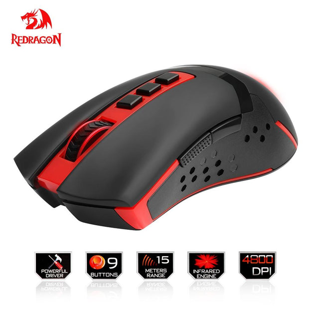 Redragon Draadloze Gaming Muis – 4800 DPI, 9 Knoppen, Ergonomisch Ontwerp
