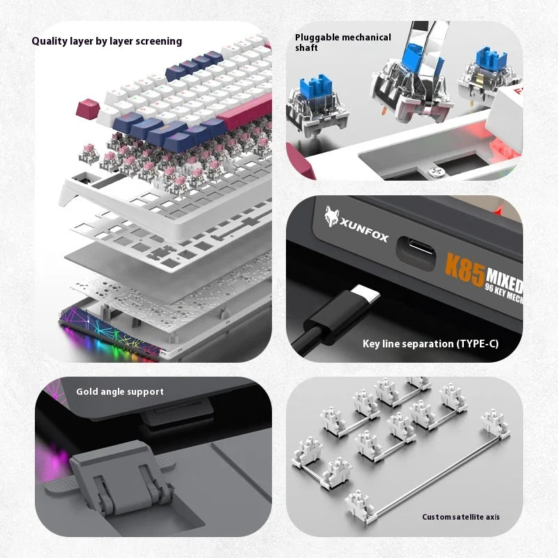 Gizmava K85 Bedraad Mechanisch Toetsenbord – Hot Swappable voor Gaming en Office