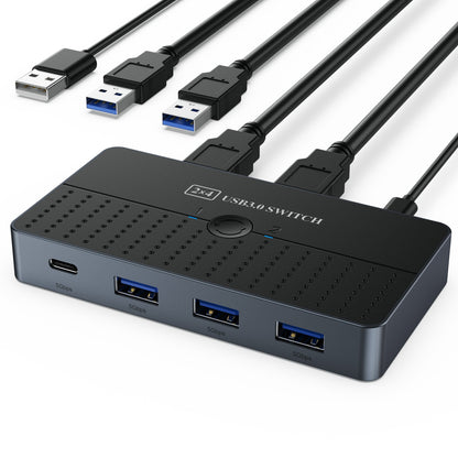 Gizmava USB 3.0 Switcher – 2 Hosts, 4 Uitgangen voor Keyboard, Mouse & Monitor
