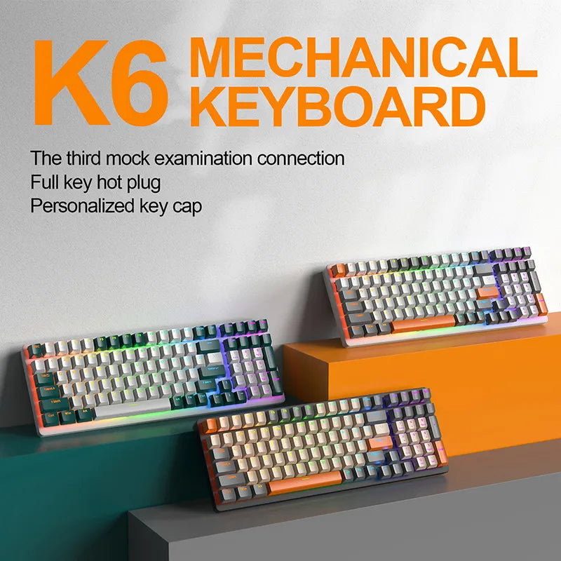 Gizmava K6 Mechanisch Gaming Keyboard – Draadloos & Bedraad