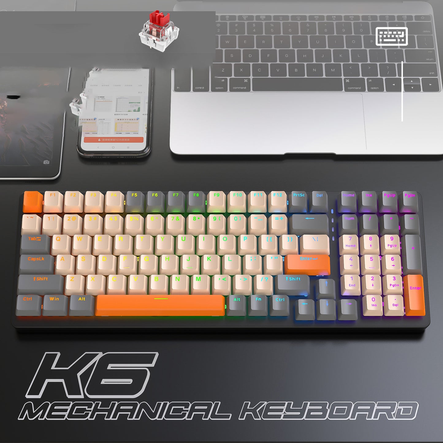 Gizmava K6 Mechanisch Gaming Keyboard – Draadloos & Bedraad