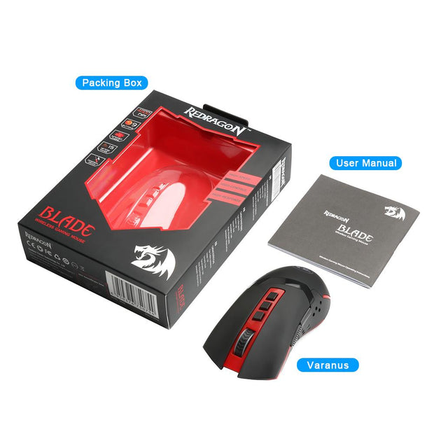 Redragon Draadloze Gaming Muis – 4800 DPI, 9 Knoppen, Ergonomisch Ontwerp