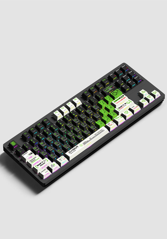 Gizmava Mystery Phantom Mecha – Originele PBT Keycap Set met Zijgravure (129 toetsen universeel)