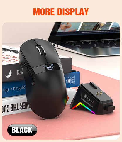 Gizmava Hyun Silver Fox H9PRO – Lichtgewicht Tri-Mode Gaming Muis met Display