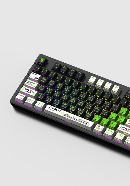 Gizmava Mystery Phantom Mecha – Originele PBT Keycap Set met Zijgravure (129 toetsen universeel)