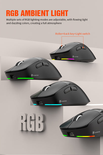 Gizmava Hyun Silver Fox H9PRO – Lichtgewicht Tri-Mode Gaming Muis met Display