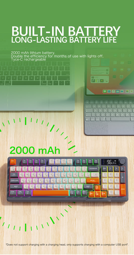 Gizmava Freedom Wolf M96 – Premium Draadloos Gaming Toetsenbord (Bluetooth Dual Mode)