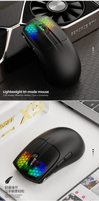 Gizmava Attack Shark X5 RGB – Lichtgewicht Draadloze Gaming Muis (Tri-Mode Bluetooth)