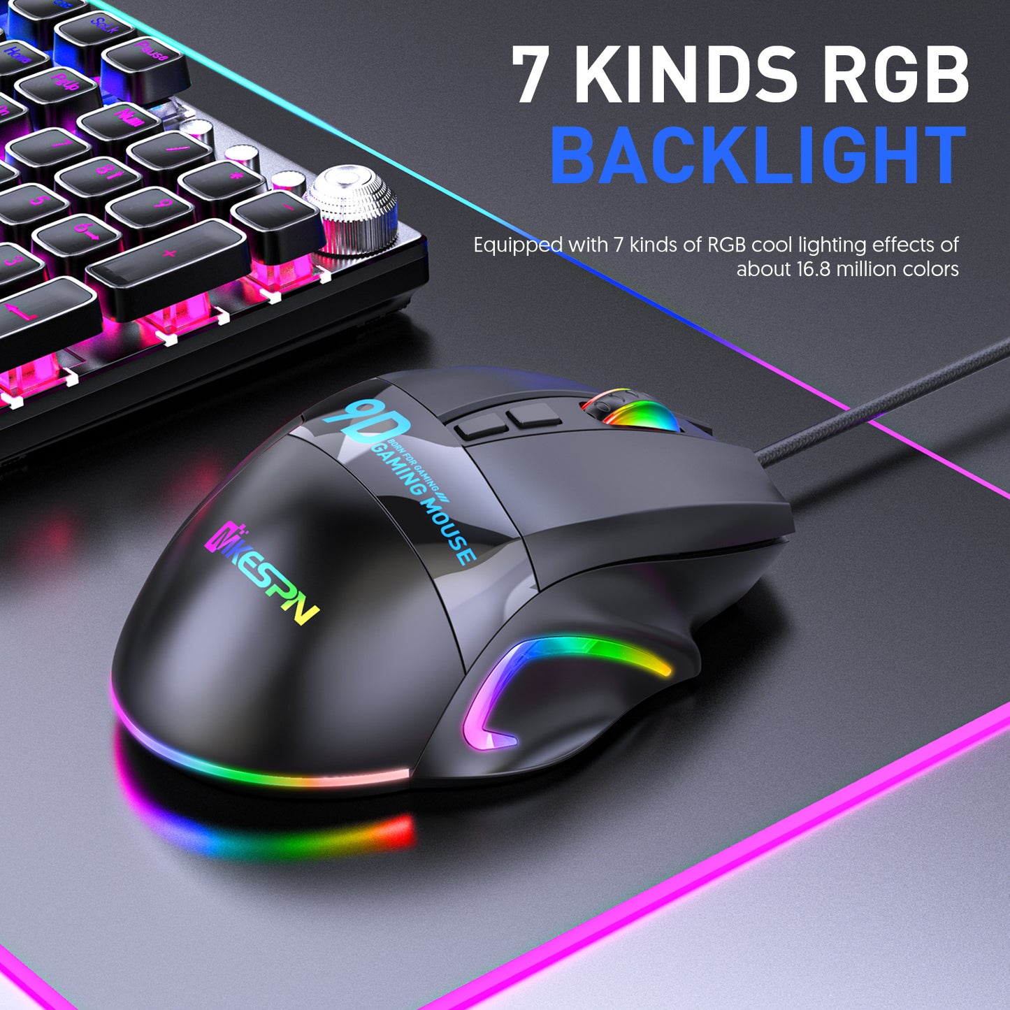Gizmava Full-Speed X9 – Bedrade RGB Gaming Muis met 9 Programmeerbare Knoppen