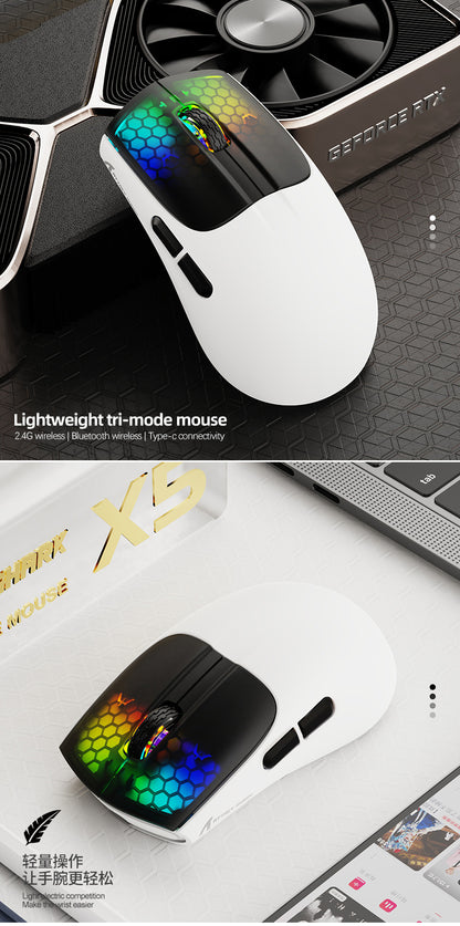 Gizmava Attack Shark X5 RGB – Lichtgewicht Draadloze Gaming Muis (Tri-Mode Bluetooth)