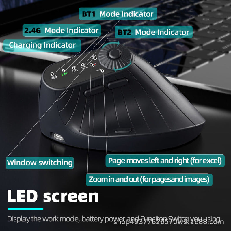 Gizmava JOMAA V2 – Ergonomische Draadloze Verticale Muis (Bluetooth 2.4G Dual Mode)