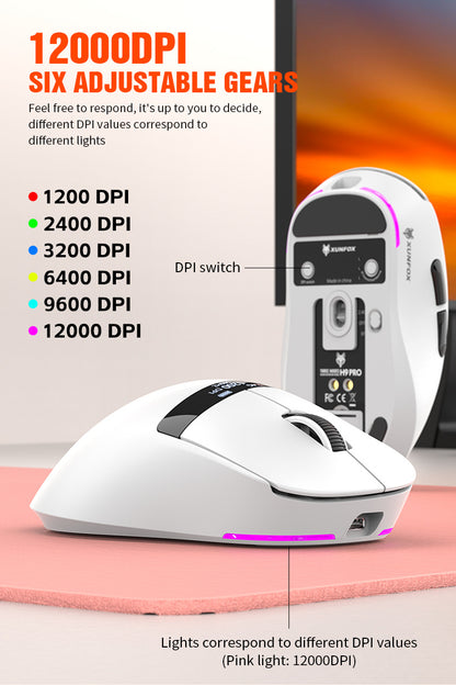 Gizmava Hyun Silver Fox H9PRO – Lichtgewicht Tri-Mode Gaming Muis met Display