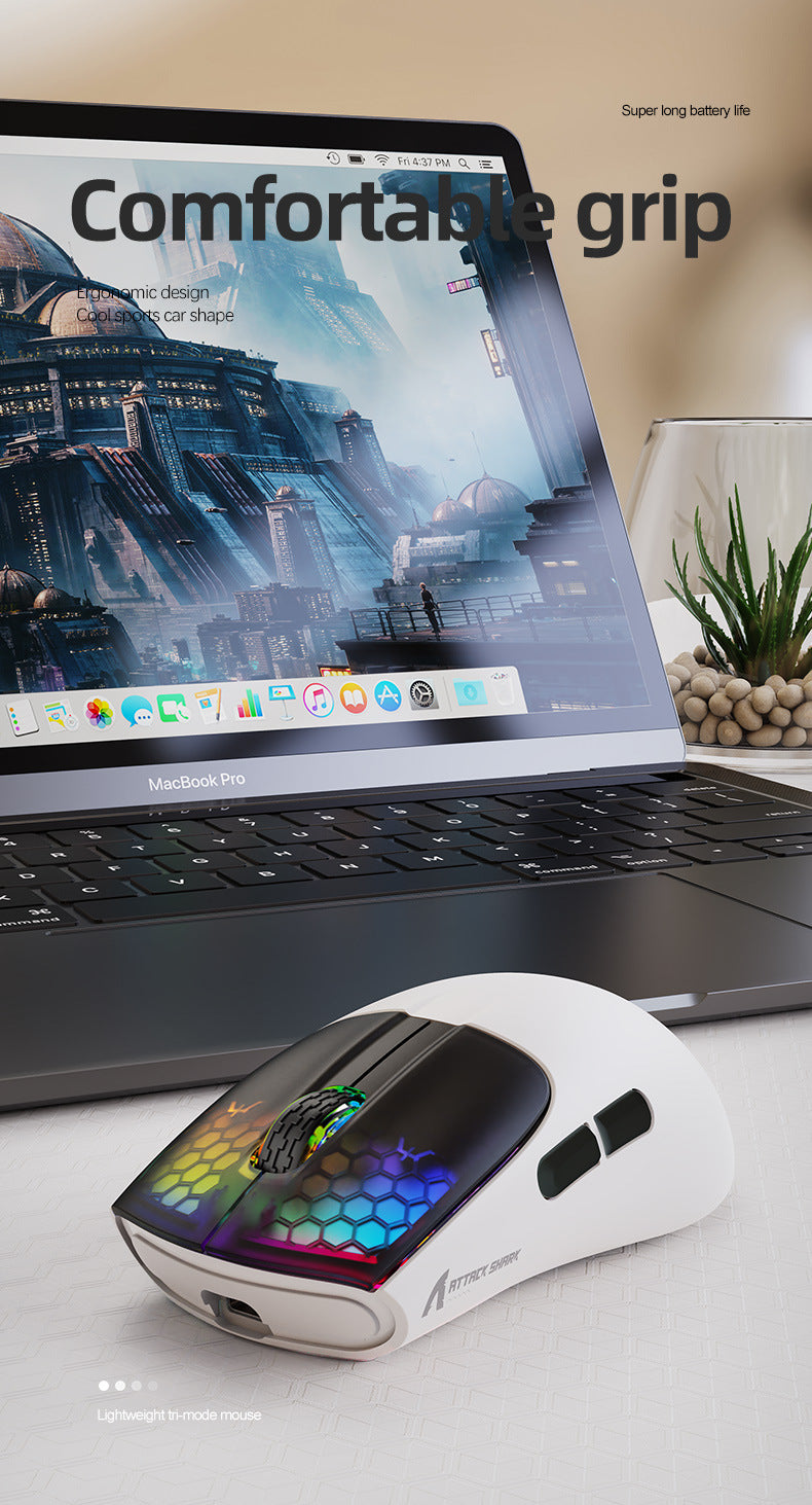 Gizmava Attack Shark X5 RGB – Lichtgewicht Draadloze Gaming Muis (Tri-Mode Bluetooth)