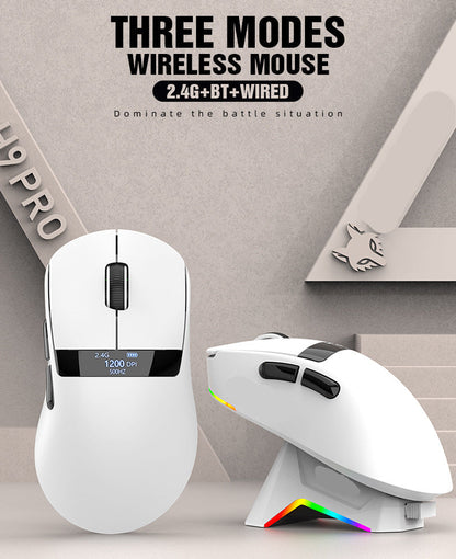 Gizmava Hyun Silver Fox H9PRO – Lichtgewicht Tri-Mode Gaming Muis met Display