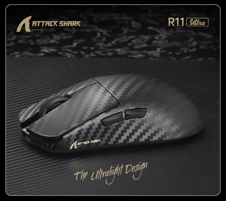 Gizmava Attack Shark R11 Ultra – Lichtgewicht Carbon Fiber Draadloze Gaming Muis (Tri-Mode, PAW3950, 8K Polling Rate)