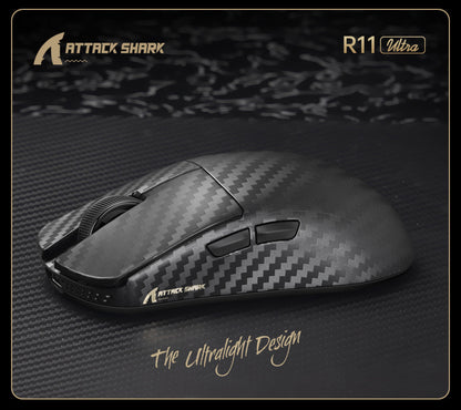 Gizmava Attack Shark R11 Ultra – Lichtgewicht Carbon Fiber Draadloze Gaming Muis (Tri-Mode, PAW3950, 8K Polling Rate)
