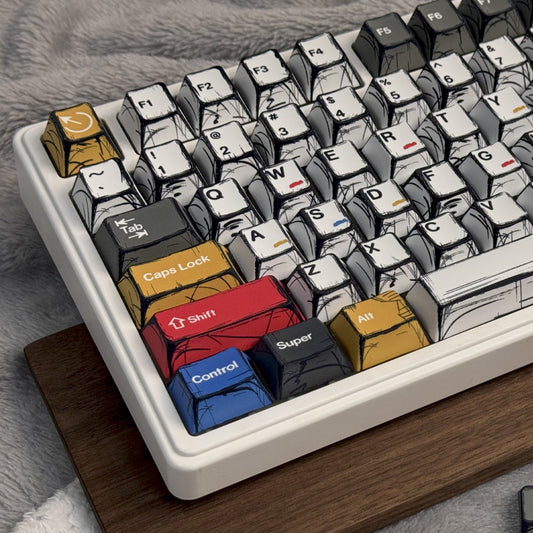 Gizmava Comic Hundred Gem – 136-toetsen PBT Keycap Set (Originele Hoogte Klassiek Design)