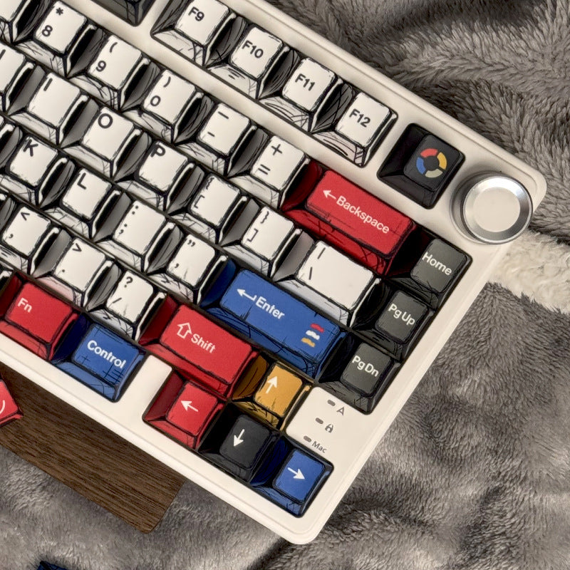 Gizmava Comic Hundred Gem – 136-toetsen PBT Keycap Set (Originele Hoogte Klassiek Design)
