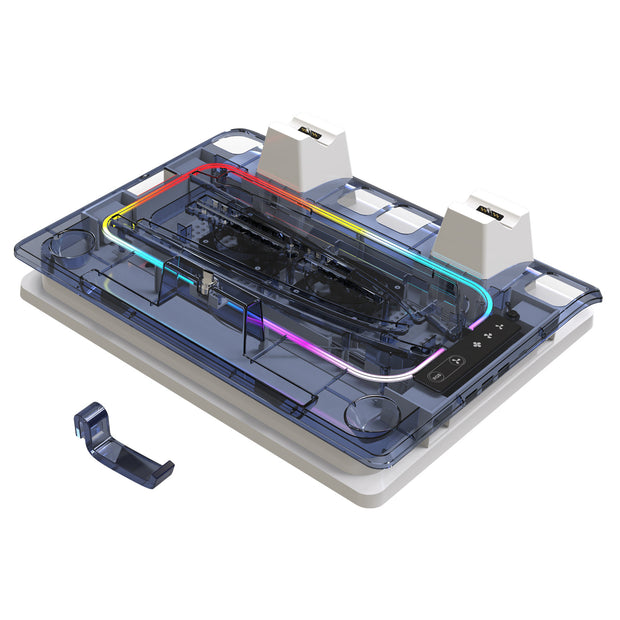 Gizmava PS5 Cooling Dock Pro – Koelbasis met LED-verlichting, Headset Haak en Oplaadstation