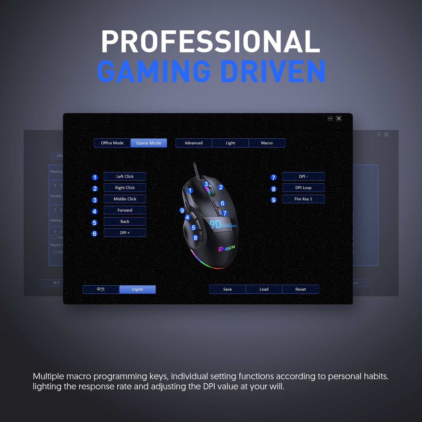 Gizmava Full-Speed X9 – Bedrade RGB Gaming Muis met 9 Programmeerbare Knoppen