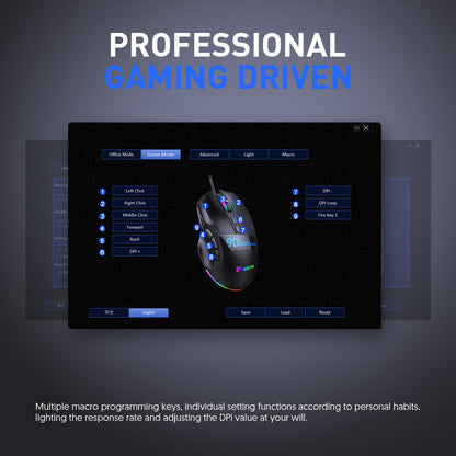 Gizmava Full-Speed X9 – Bedrade RGB Gaming Muis met 9 Programmeerbare Knoppen