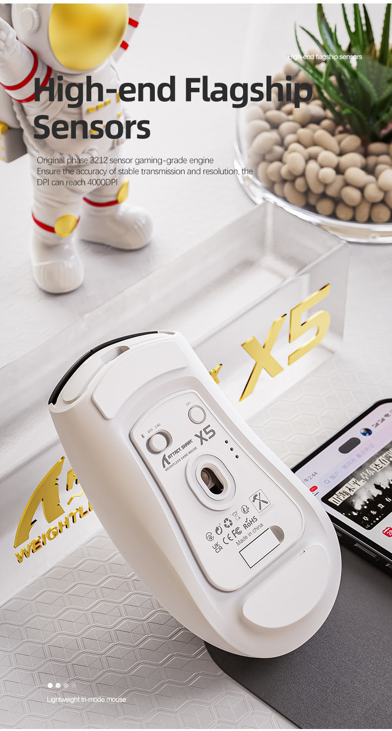 Gizmava Attack Shark X5 RGB – Lichtgewicht Draadloze Gaming Muis (Tri-Mode Bluetooth)