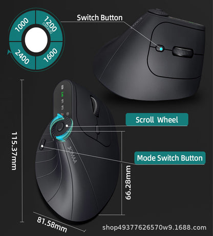 Gizmava JOMAA V2 – Ergonomische Draadloze Verticale Muis (Bluetooth 2.4G Dual Mode)