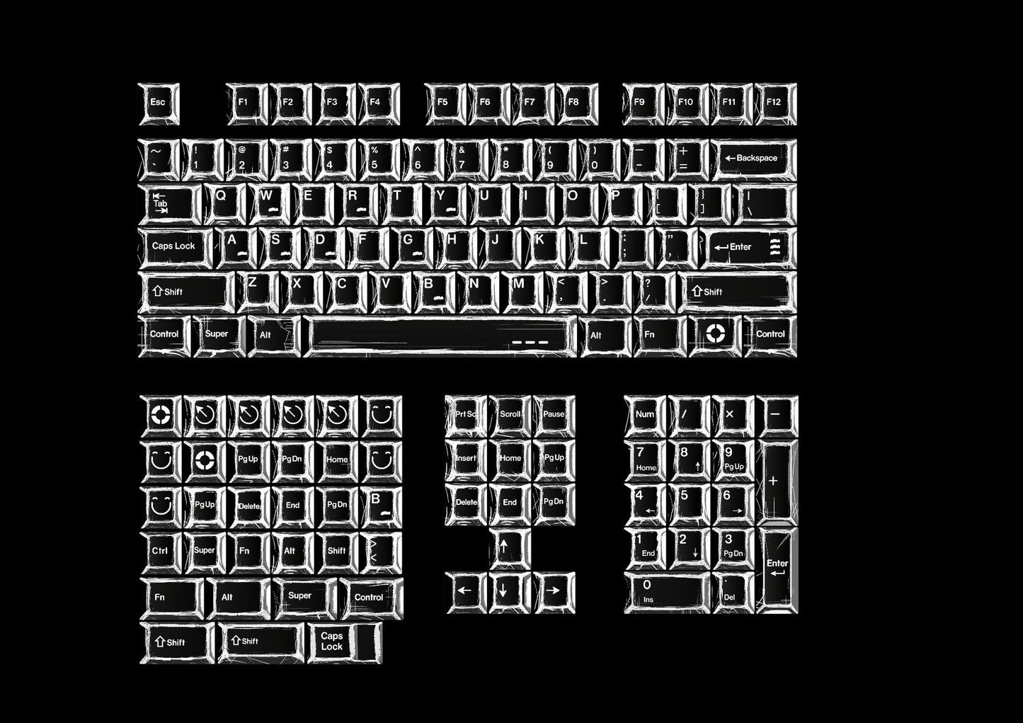 Gizmava Comic Hundred Gem – 136-toetsen PBT Keycap Set (Originele Hoogte Klassiek Design)