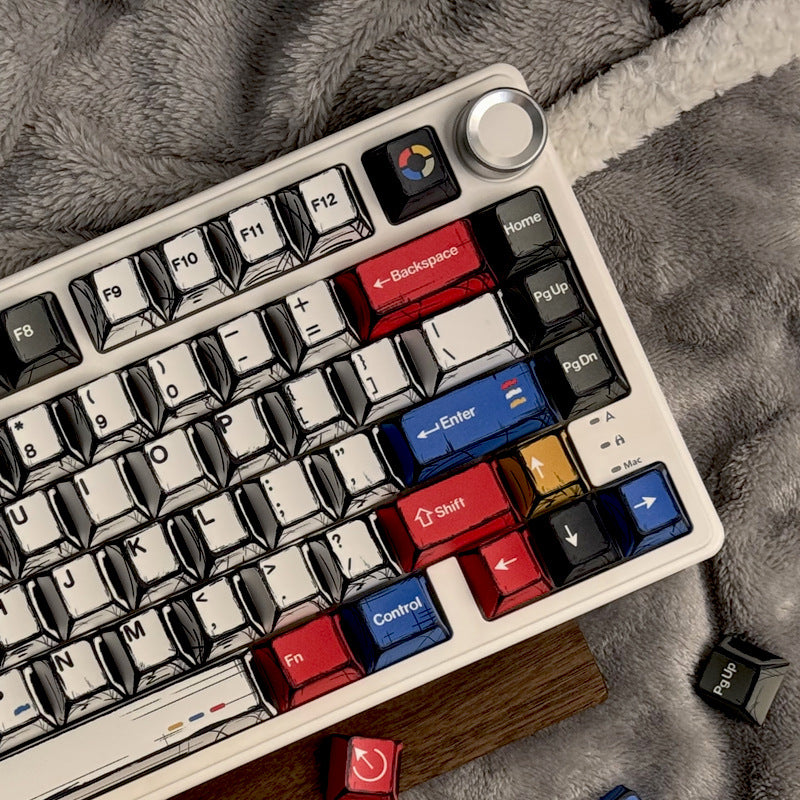 Gizmava Comic Hundred Gem – 136-toetsen PBT Keycap Set (Originele Hoogte Klassiek Design)